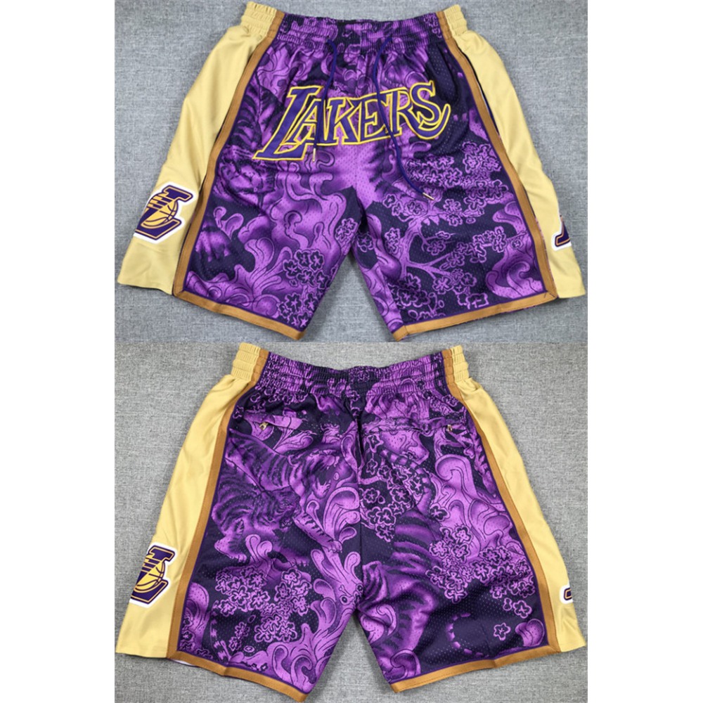 Men's Los Angeles Lakers Purple Gold Shorts (Run Small) 1