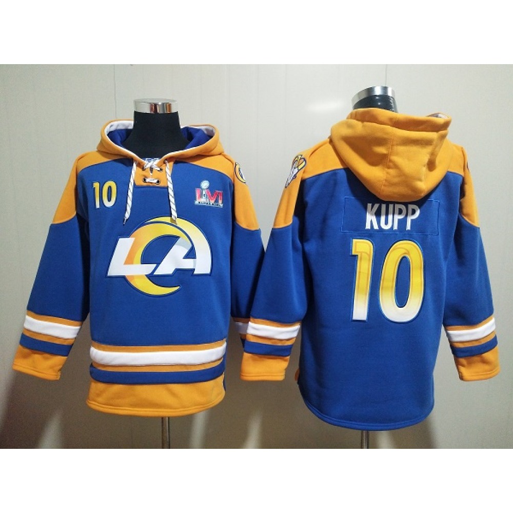 Men's Los Angeles Rams #10 Cooper Kupp 2022 Royal Super Bowl LVI Champions Pullover Hoodie 1