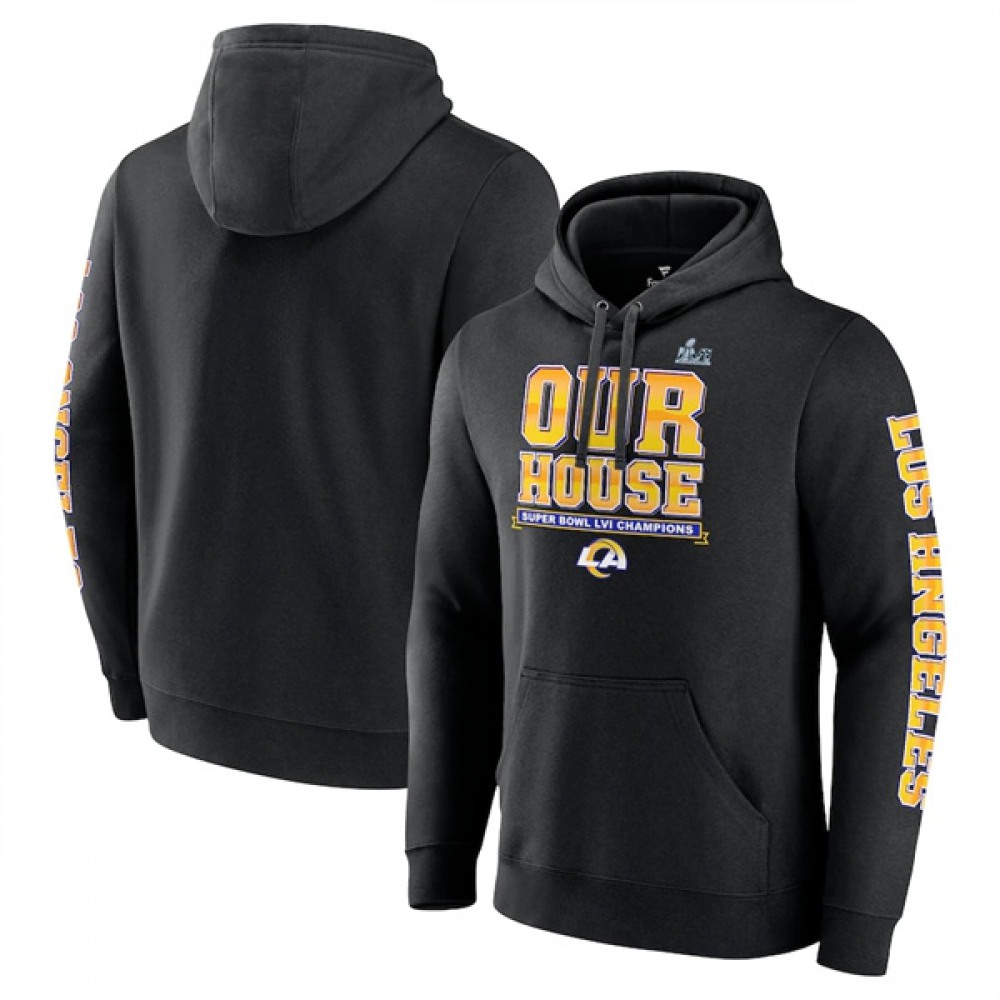 Men's Los Angeles Rams 2022 Black Super Bowl LVI Champions Pullover Hoodie 1