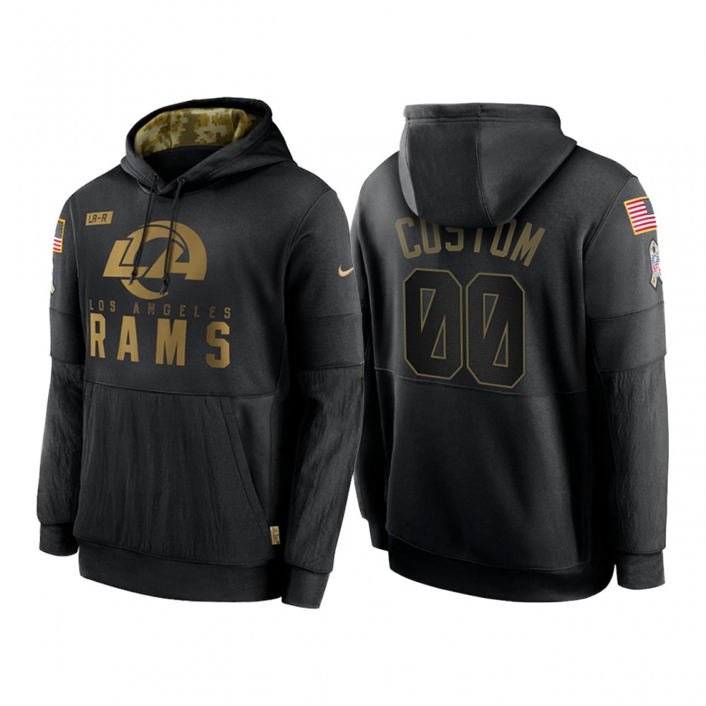 Men's Los Angeles Rams ACTIVE PLAYER Custom 2020 Black Salute to Service Sideline Performance Pullover Hoodie 1