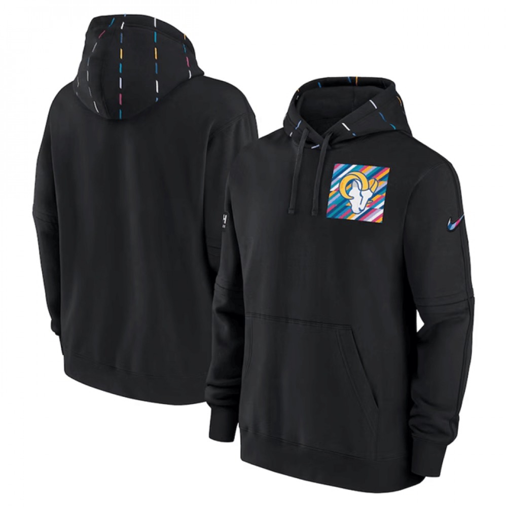 Men's Los Angeles Rams Black 2023 Crucial Catch Club Pullover Hoodie 1