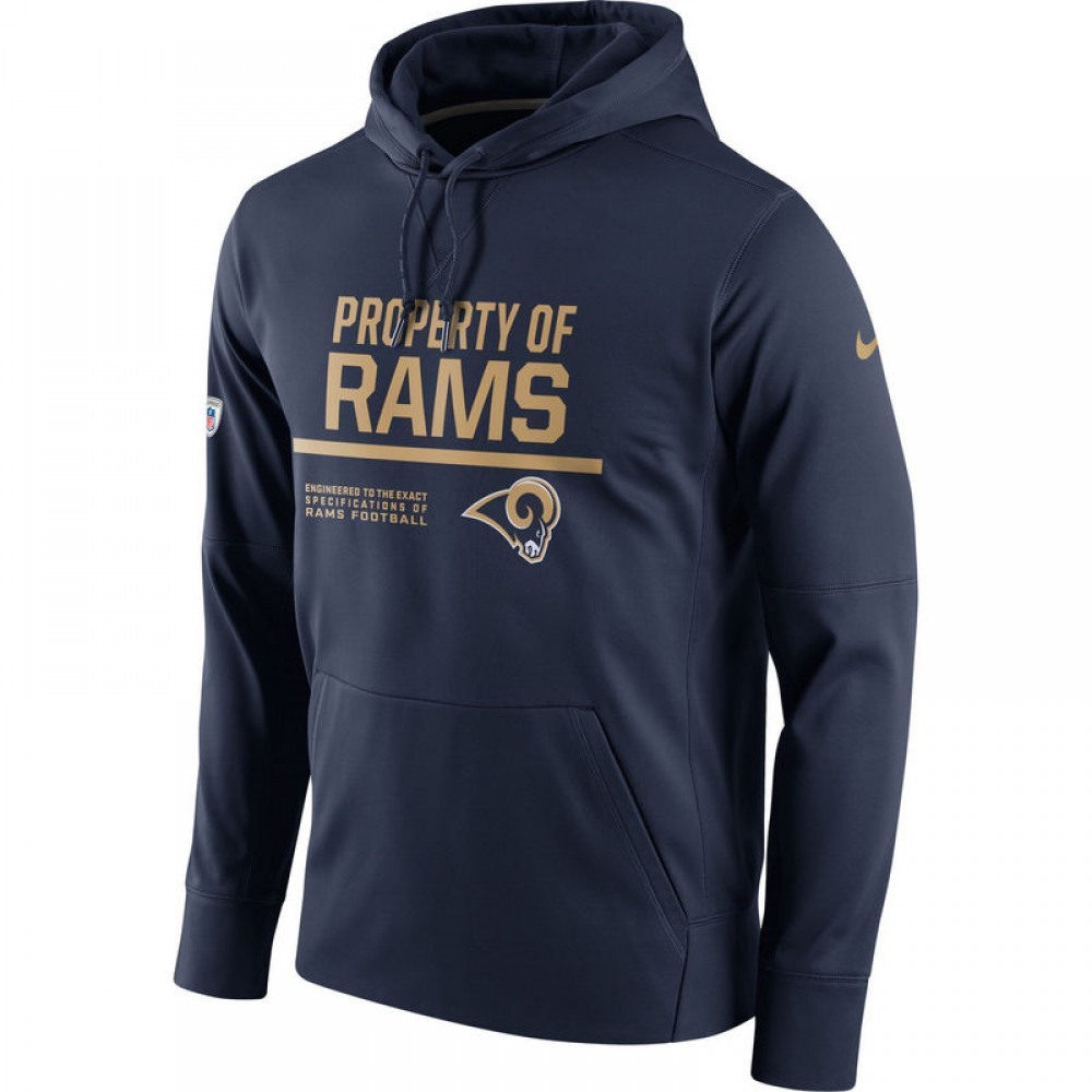 Men's Los Angeles Rams Navy Circuit Property Of Performance Pullover Hoodie 1