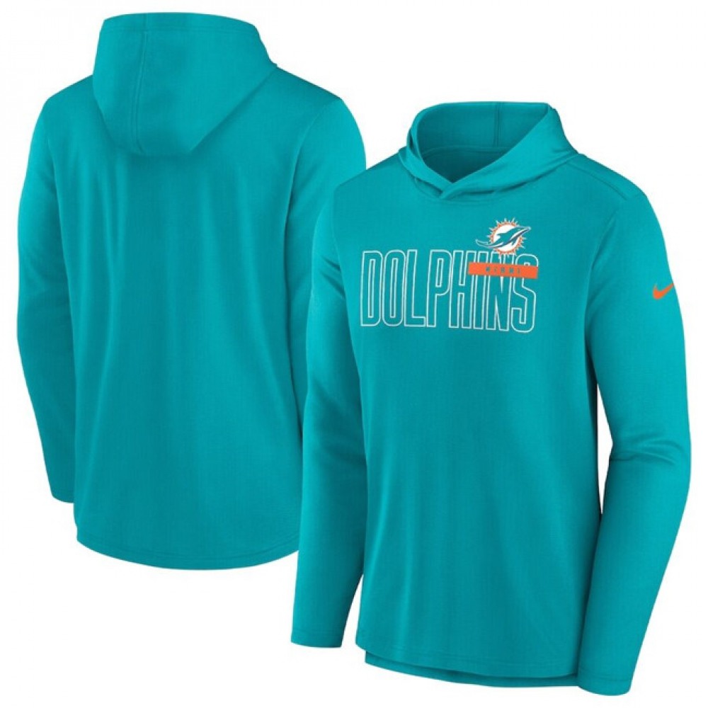 Men's Miami Dolphins Aqua Lightweight Performance Hoodie 1