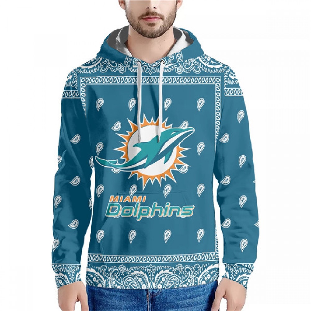 Men's Miami Dolphins Aqua Pullover Hoodie 1