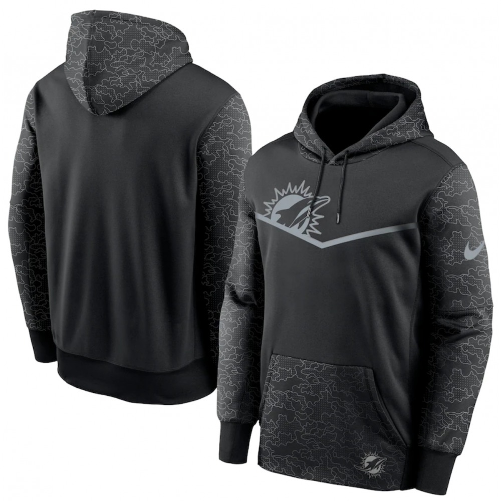 Men's Miami Dolphins Black Reflective Therma Hoodie 1