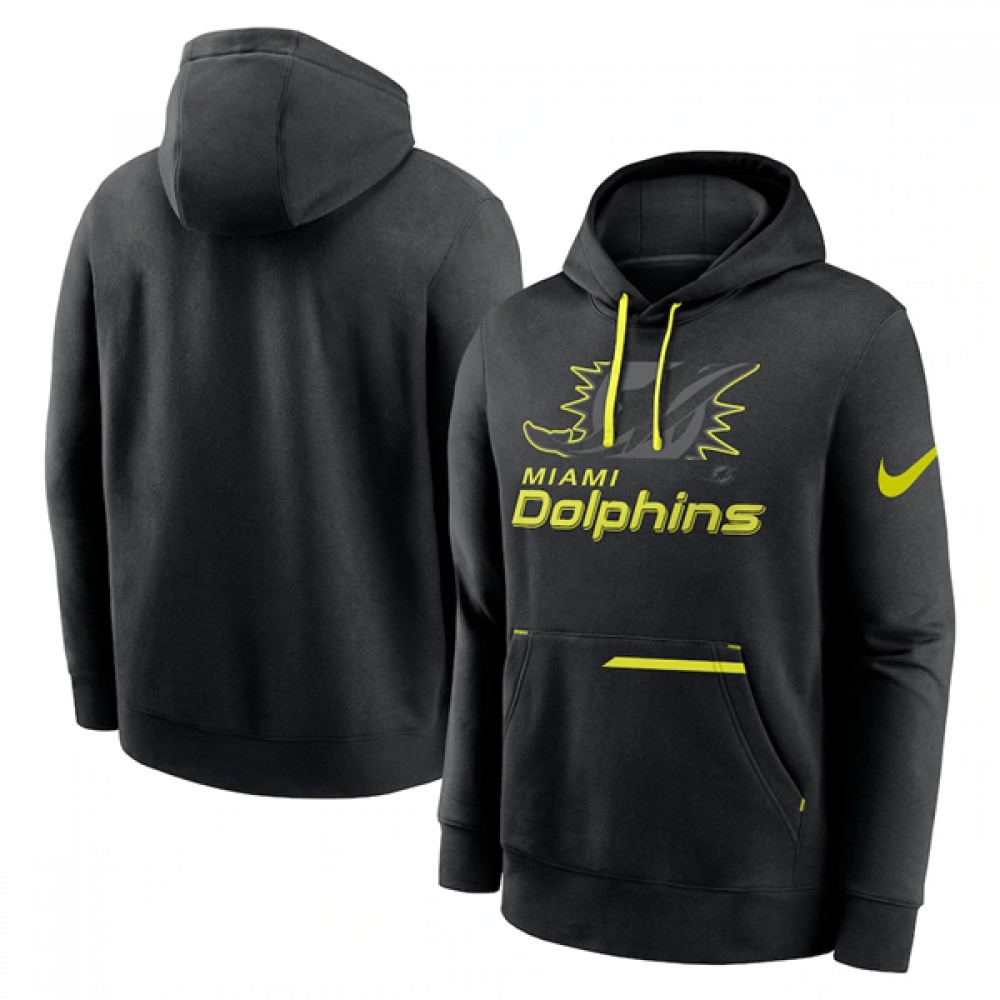Men's Miami Dolphins Black Volt Pullover Hoodie 1