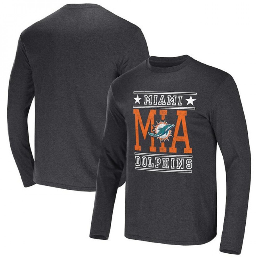 Men's Miami Dolphins Heathered Charcoal x Darius Rucker Collection Long Sleeve T-Shirt 1