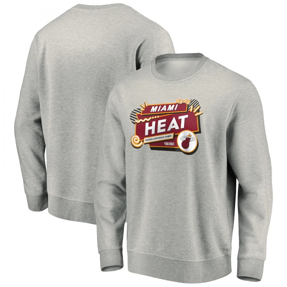Men's Miami Heat 2020 Grey Eastern Conference Champions Balanced Attack Pullover Sweatshirt 1