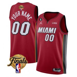 Men's Miami Heat Customized Red Statement Edition With NO.6 Patch Stitched Basketball Jersey