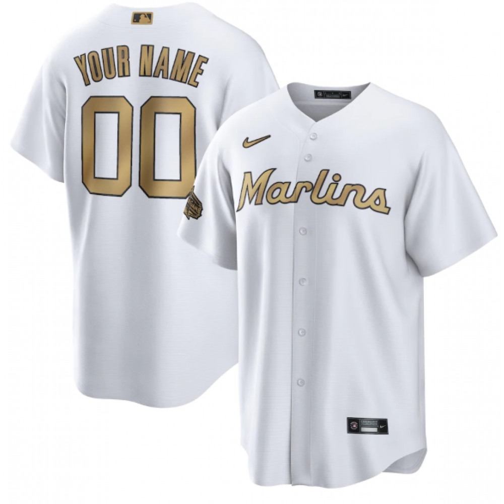 Men's Miami Marlins ACTIVE Player Custom 2022 All-Star White Cool Base Stitched Baseball Jersey 1