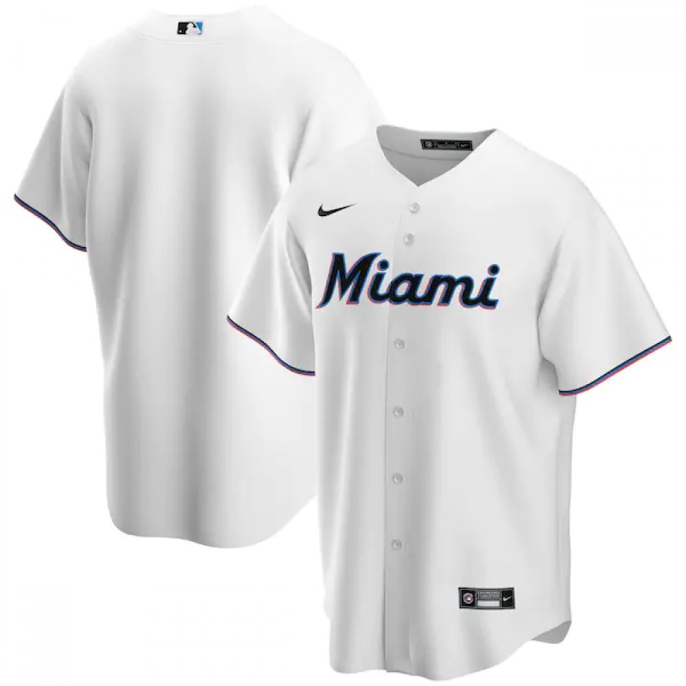 Men's Miami Marlins Blank White Cool Base Stitched Jersey 1