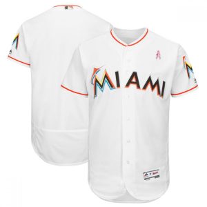 Men's Miami Marlins White 2018 Mother's Day Flexbase Stitched MLB Jersey