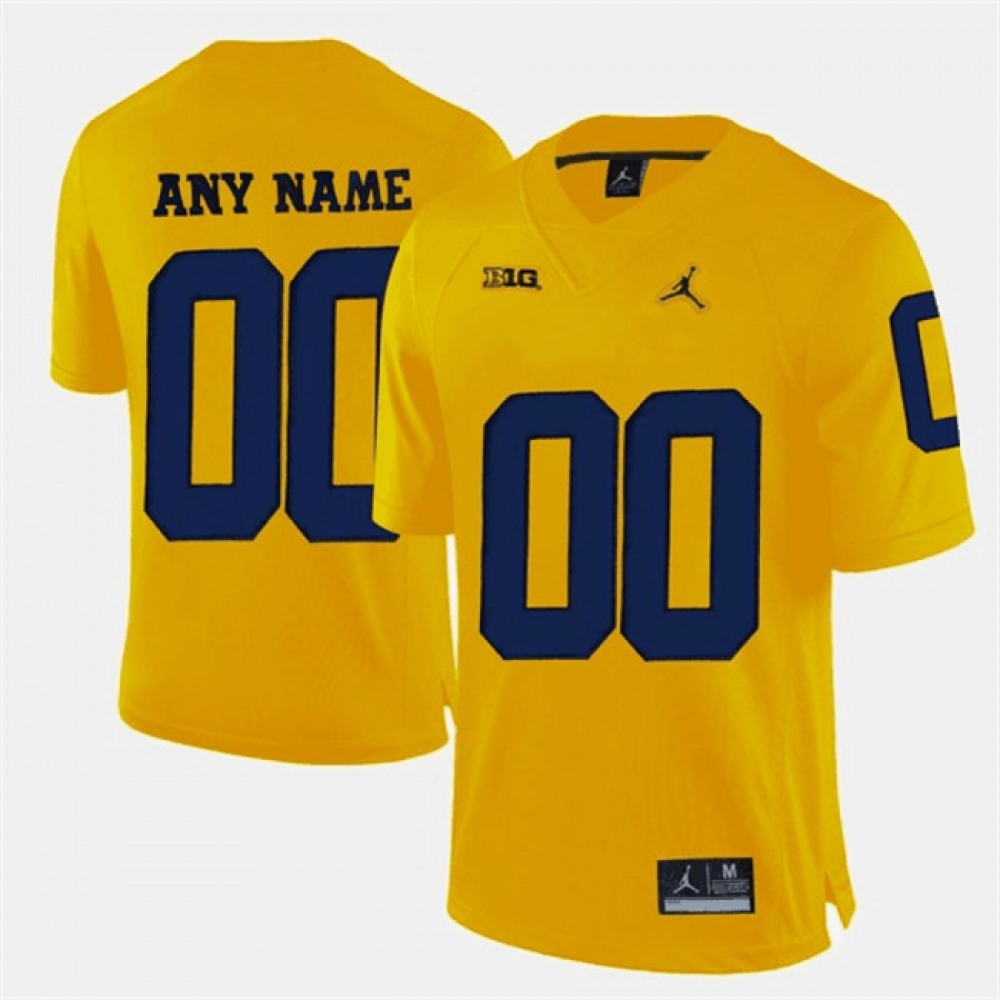 Men's Michigan Wolverines Custom Yellow Stitched Jersey 1