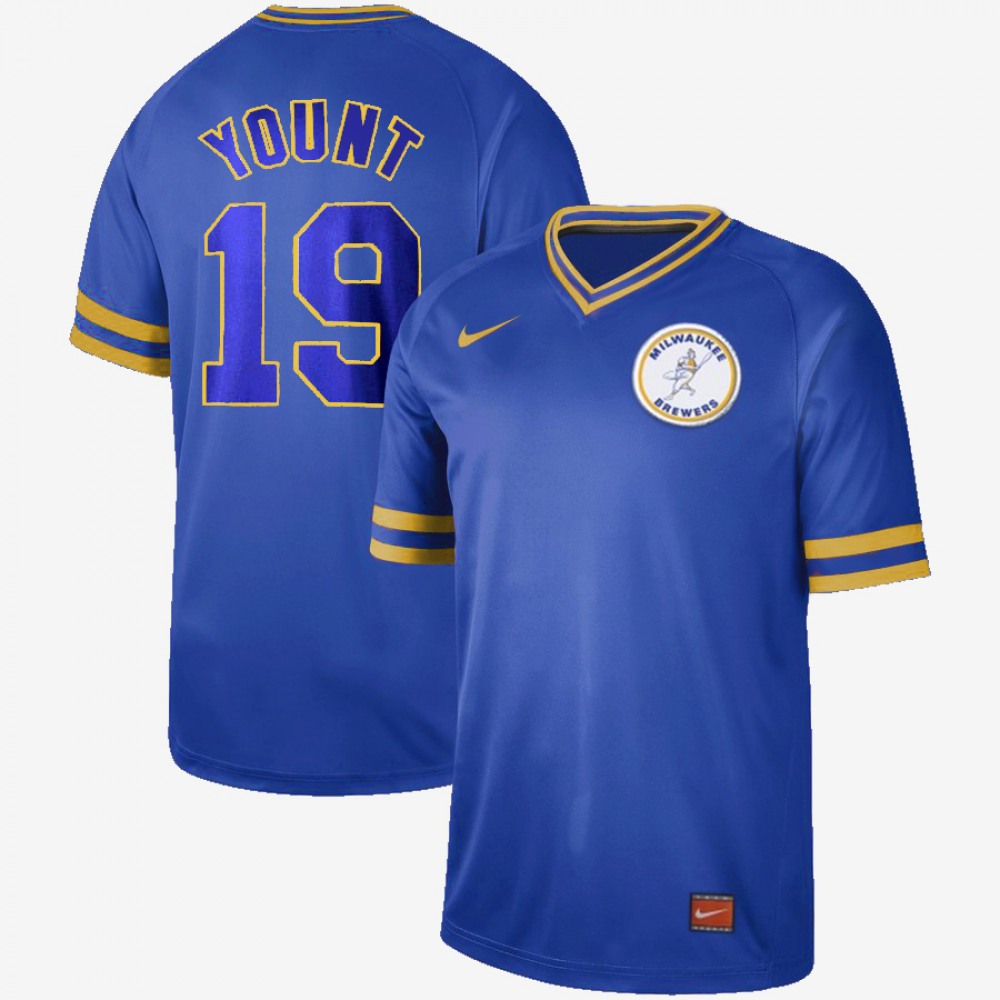 Men's Milwaukee Brewers #19 Robin Yount Cooperstown Collection Legend Stitched MLB Jersey 1