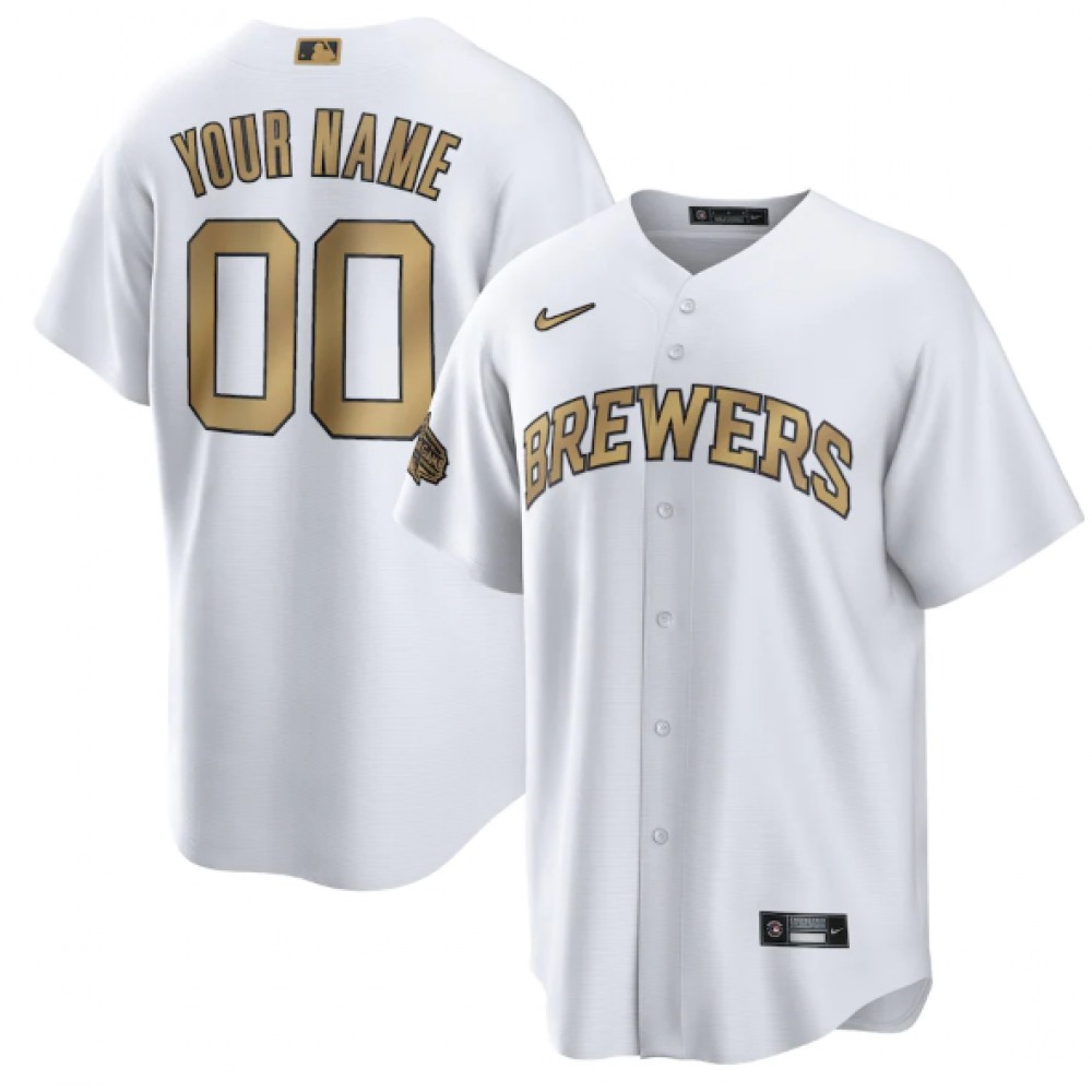 Men's Milwaukee Brewers ACTIVE Player Custom 2022 All-Star Cool Base White Stitched Baseball Jersey 1