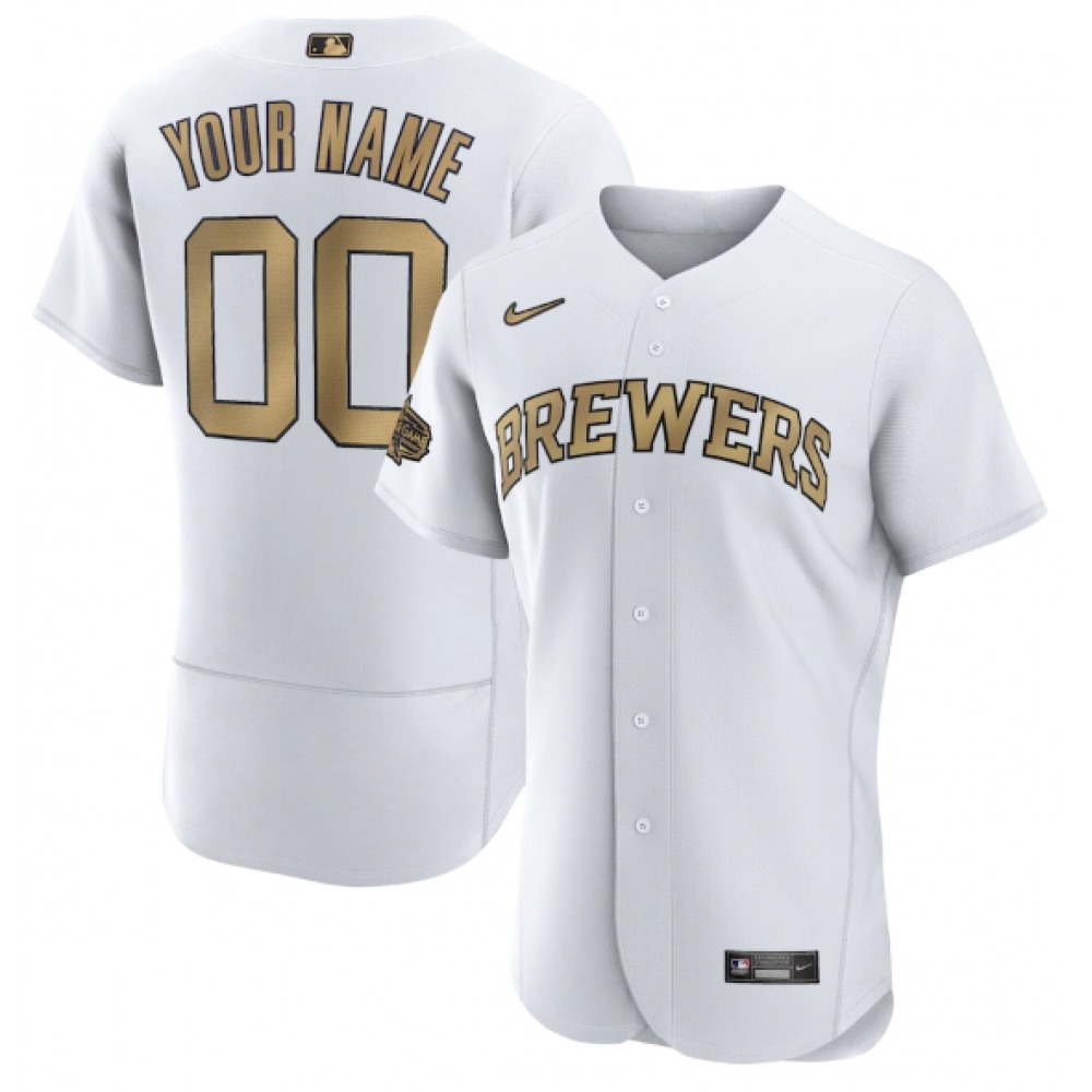 Men's Milwaukee Brewers ACTIVE Player Custom 2022 All-Star White Flex Base Stitched MLB Jersey 1