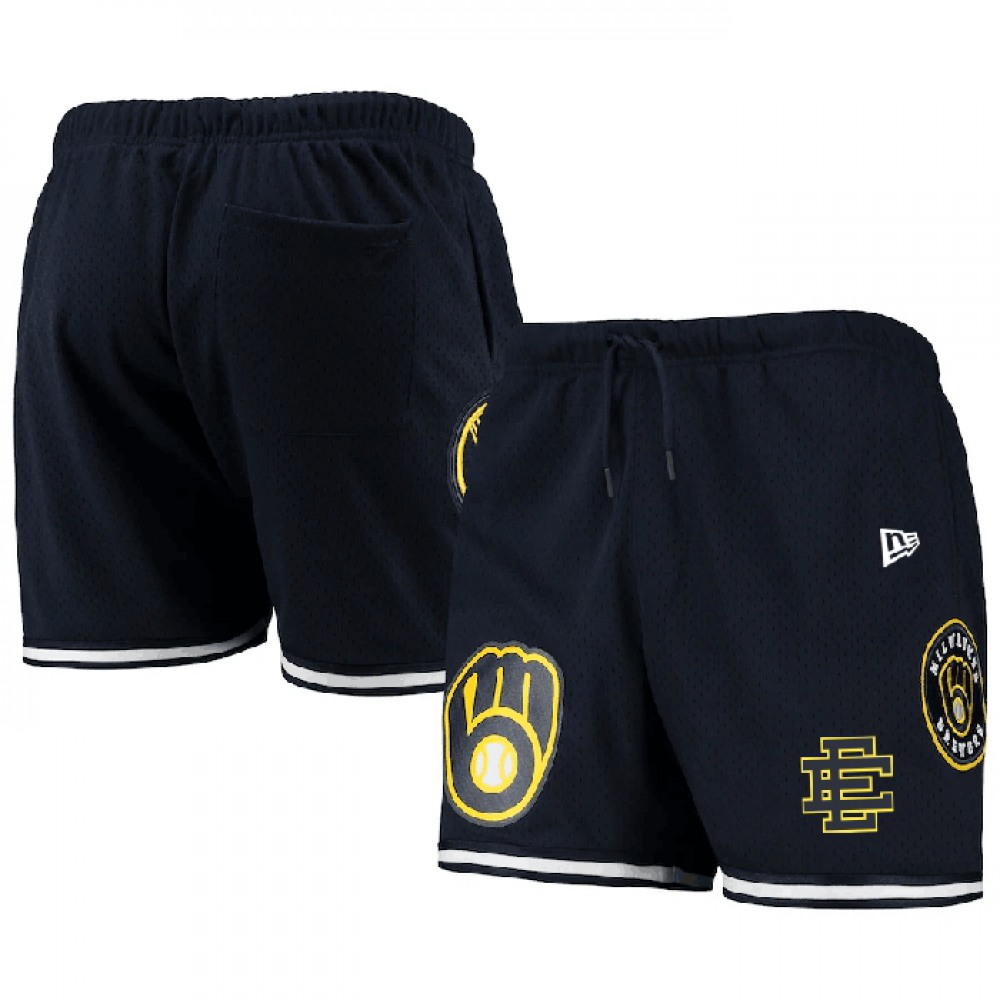 Men's Milwaukee Brewers Navy Mesh Shorts 001 1