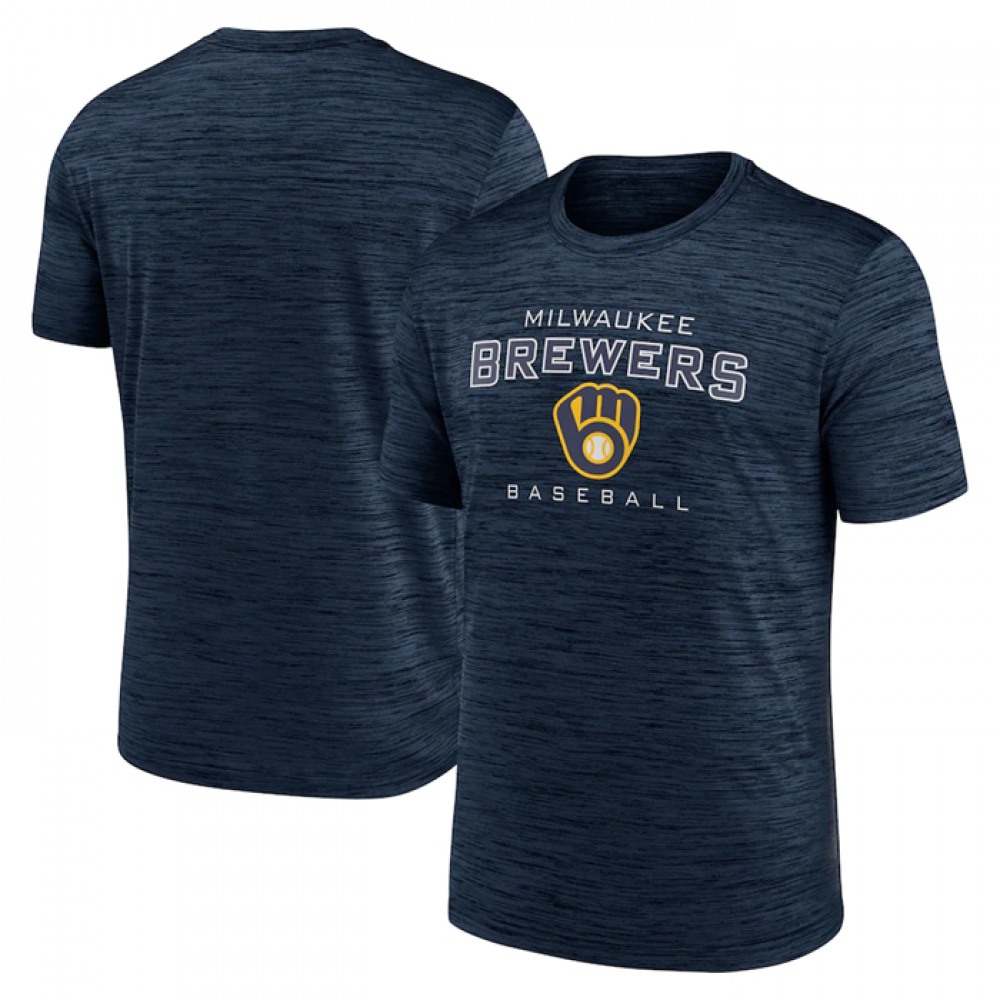 Men's Milwaukee Brewers Navy Velocity Practice Performance T-Shirt 1