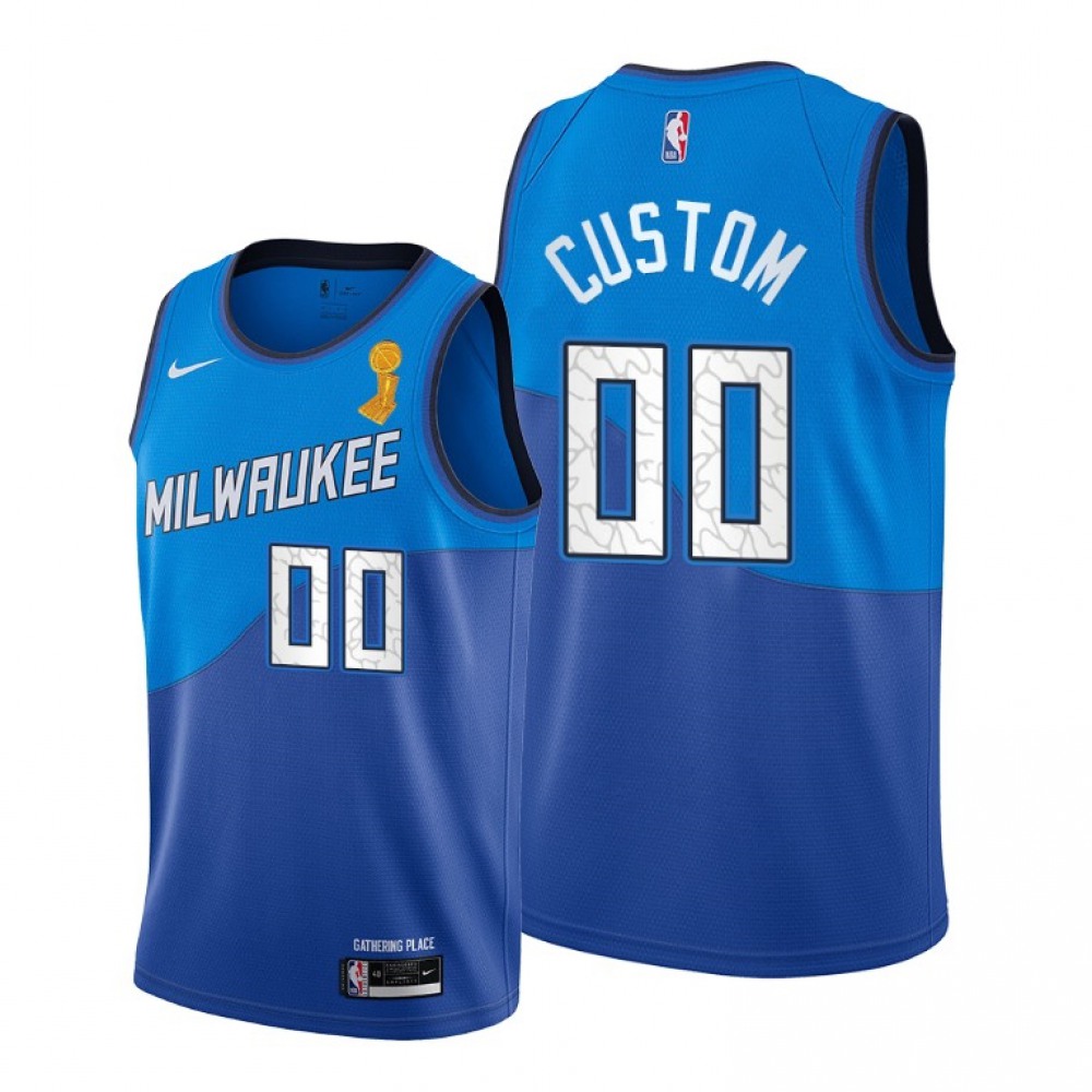 Men's Milwaukee Bucks Customized 2021 Blue Finals Champions Stitched Jersey 1