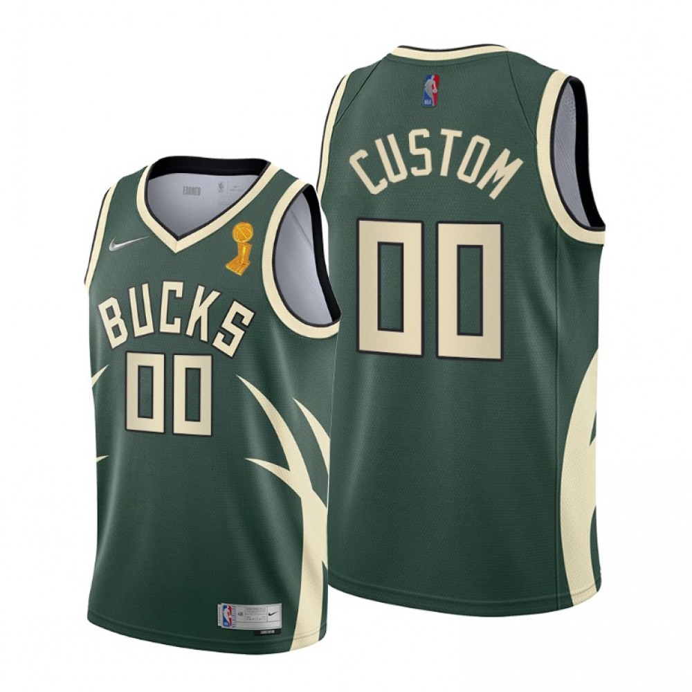 Men's Milwaukee Bucks Customized 2021 Green Finals Champions Stitched Jersey 1