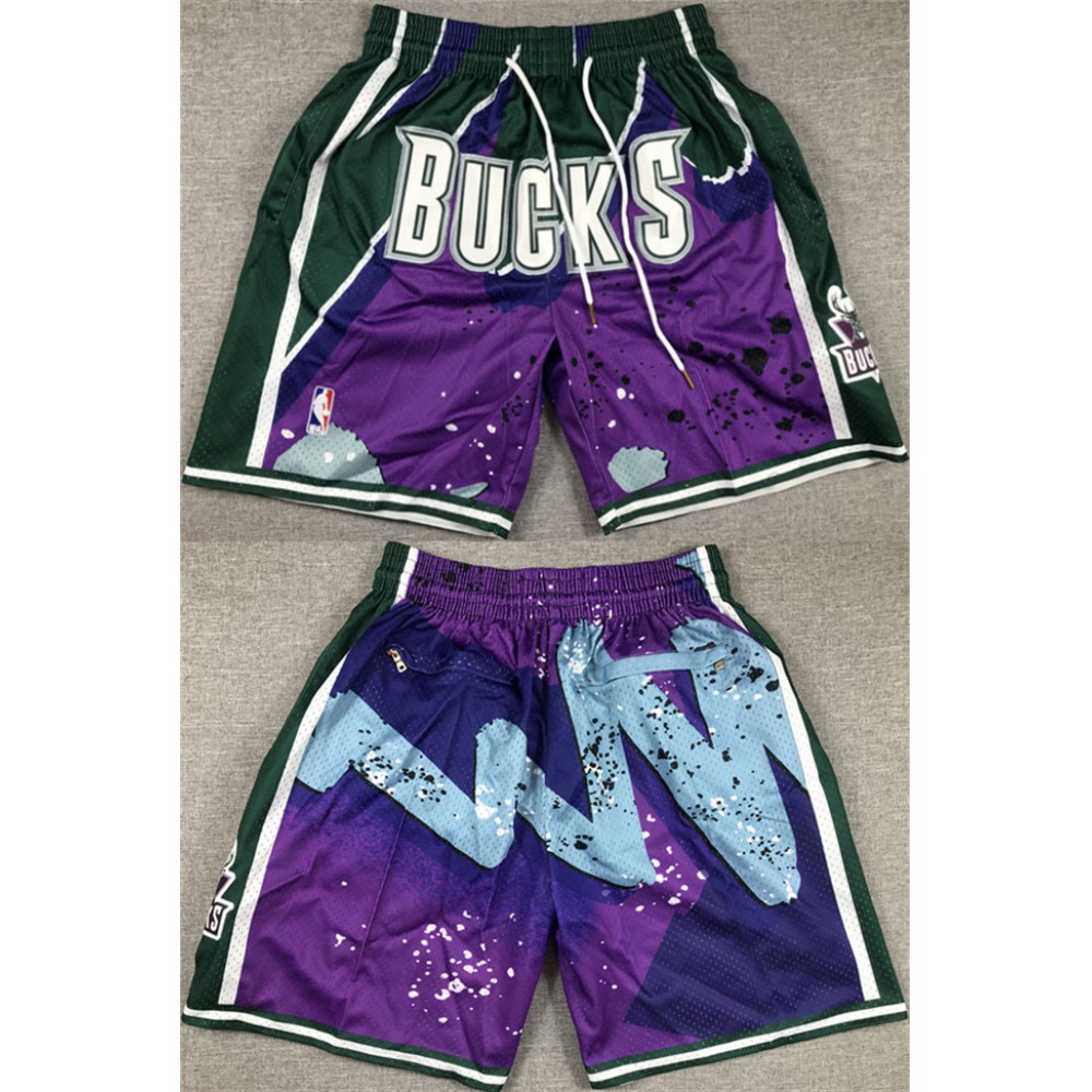 Men's Milwaukee Bucks Purple/Green Shorts (Run Small) 1