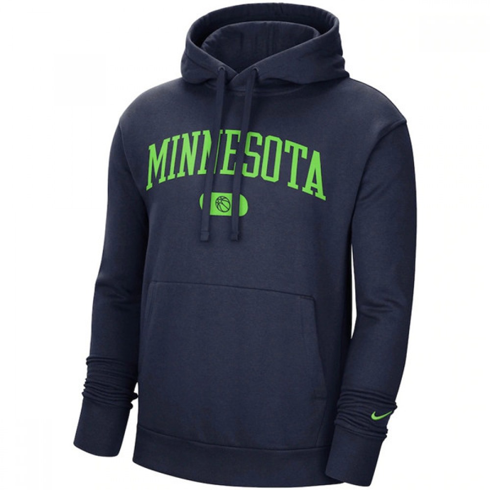 Men's Minnesota Timberwolves 2021 Navy Heritage Essential Pullover Hoodie 1