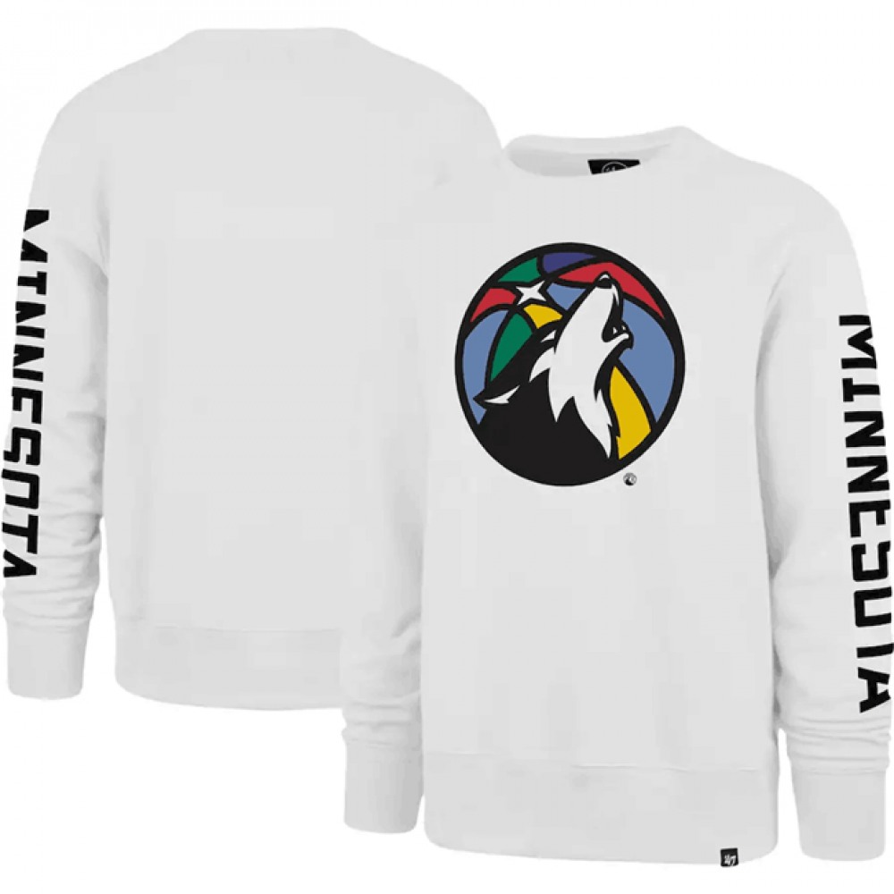 Men's Minnesota Timberwolves '47 White 2022/23 City Edition Two-Peat Headline Pullover Sweatshirt 1