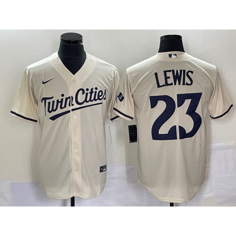 Men's Minnesota Twins #23 Royce Lewis Cream Cool Base Stitched Baseball Jersey 1