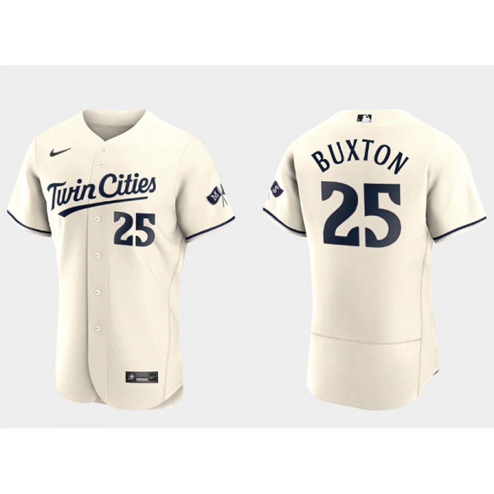 Men's Minnesota Twins #25 Byron Buxton 2023 Cream Flex Base Stitched Jersey 1