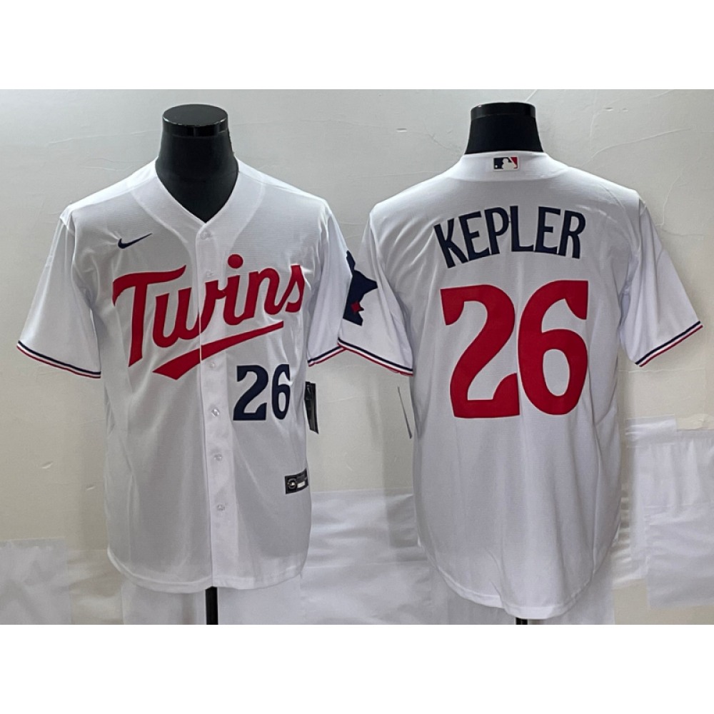 Men's Minnesota Twins #26 Max Kepler White Cool Base With Patch Stitched Baseball Jersey 1