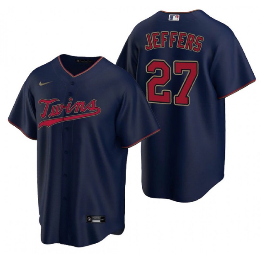 Men's Minnesota Twins #27 Ryan Jeffers Navy Cool Base Stitched Jersey 1