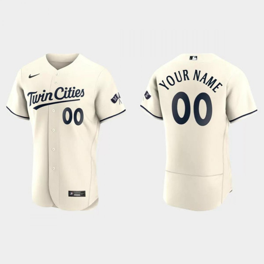 Men's Minnesota Twins Customized Cream Stitched Baseball Jersey 1