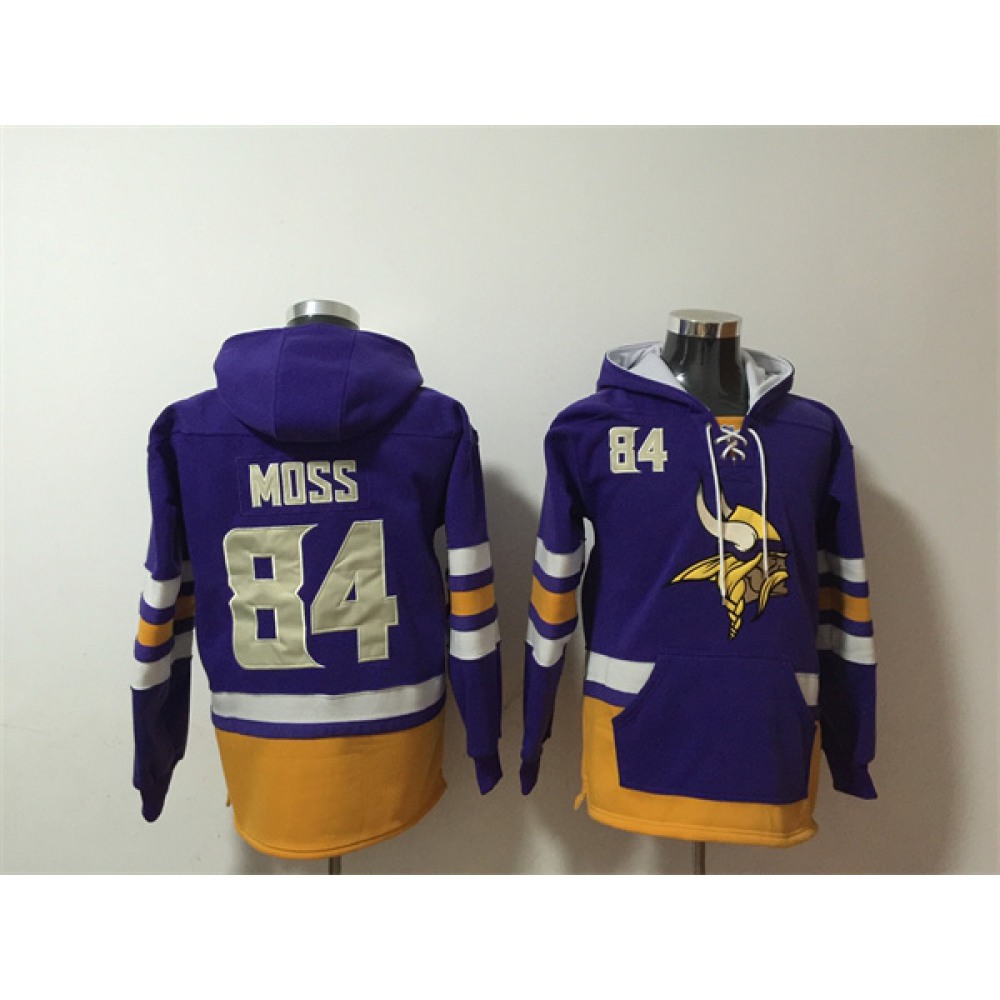 Men's Minnesota Vikings #84 Randy Moss Purple Ageless Must-Have Lace-Up Pullover Hoodie 1
