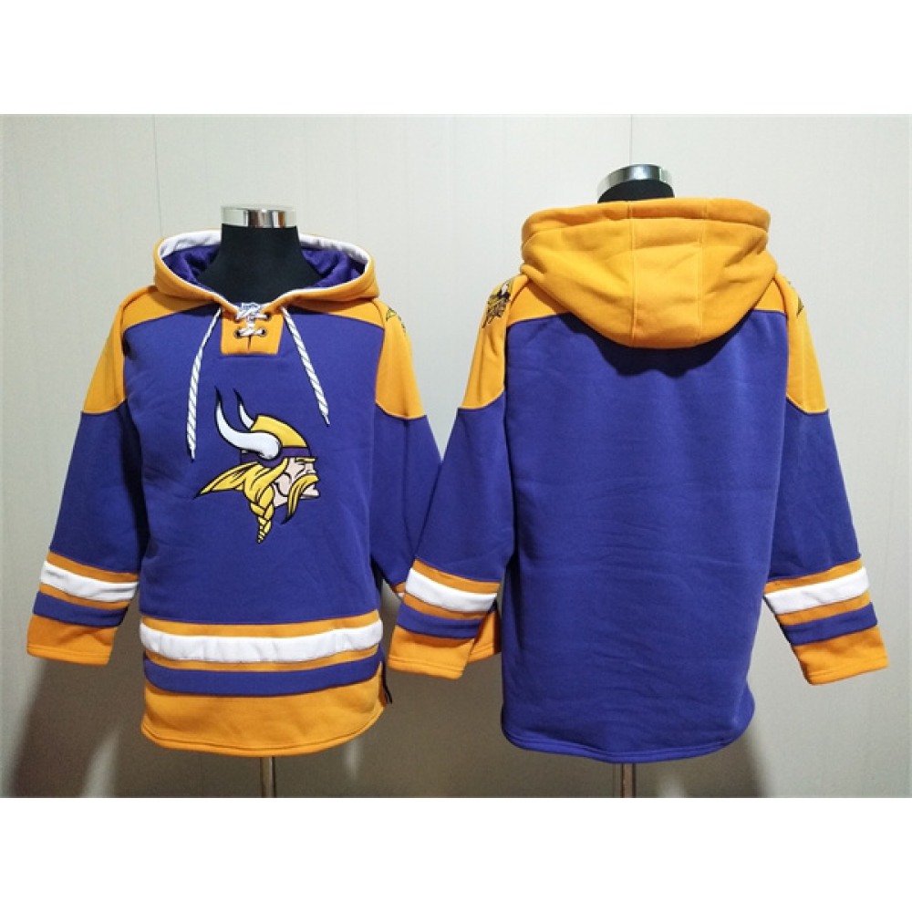 Men's Minnesota Vikings Blank Purple/Yellow Ageless Must-Have Lace-Up Pullover Hoodie 1