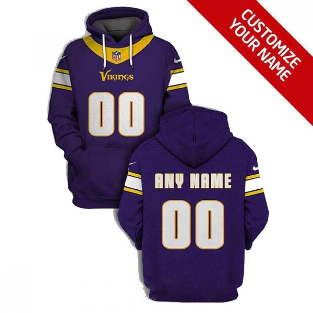 Men's Minnesota Vikings Customized Purple To Service Sideline Performance Pullover Hoodie 1