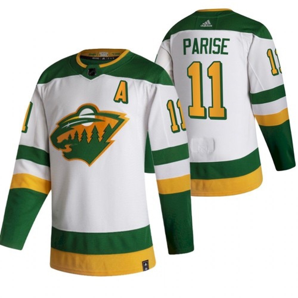 Men's Minnesota Wild #11 Zach Parise 2021 White Reverse Retro Stitched Jersey 1