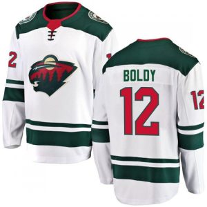 Men's Minnesota Wild #12 Matthew Boldy 2021 White Away Stitched Jersey