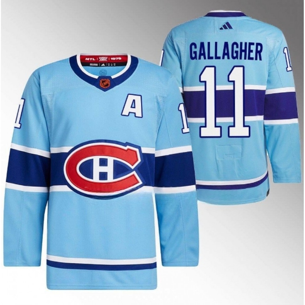 Men's Montreal Canadiens #11 Brendan Gallagher Blue 2022-23 Reverse Retro Stitched Jersey 1