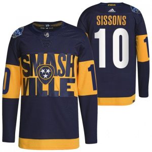 Men's Nashville Predators #10 Colton Sissons 2022 Navy Stadium Series Player Stitched Jersey