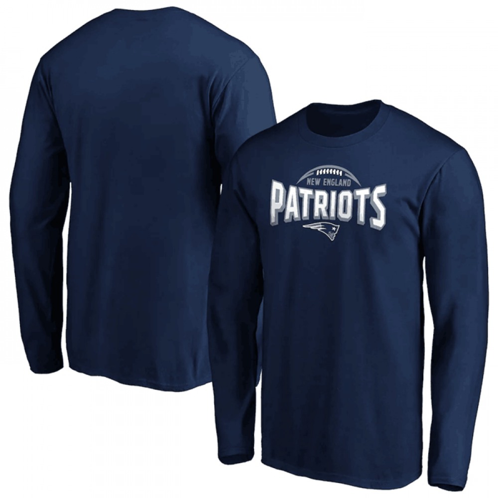 Men's New England Patriots Navy Clamp Down Long Sleeve T-Shirt 1