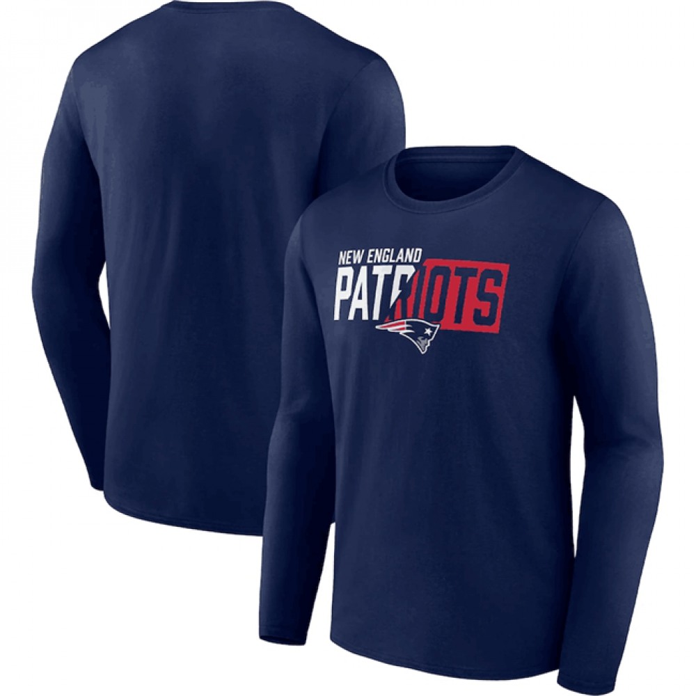 Men's New England Patriots Navy One Two Long Sleeve T-Shirt 1