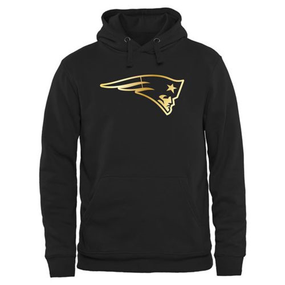 Men's New England Patriots Pro Line Black Gold Collection Pullover Hoodie 1