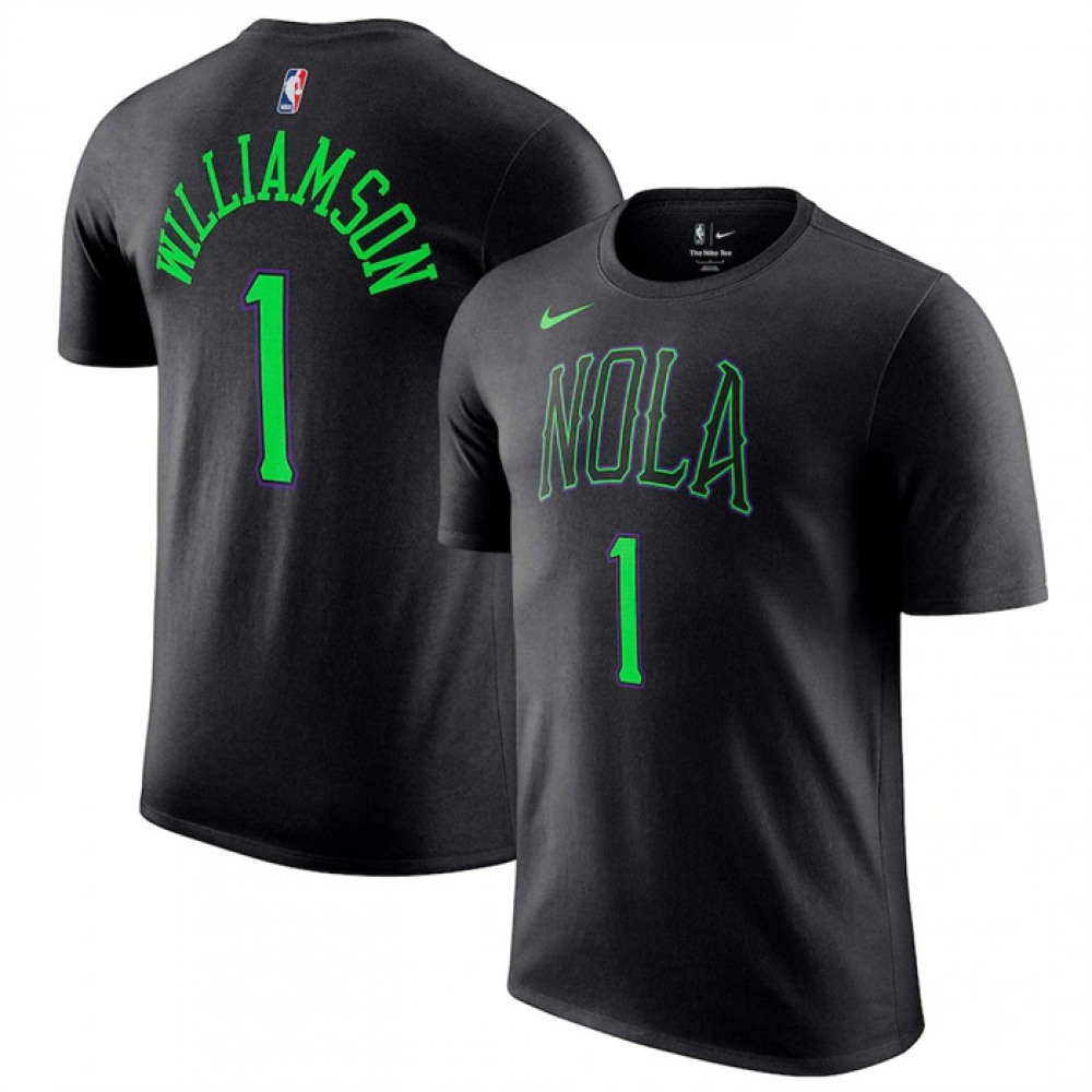 Men's New Orleans Pelicans #1 Zion Williamson 2023/24 City Edition Name & Number T-Shirt 1