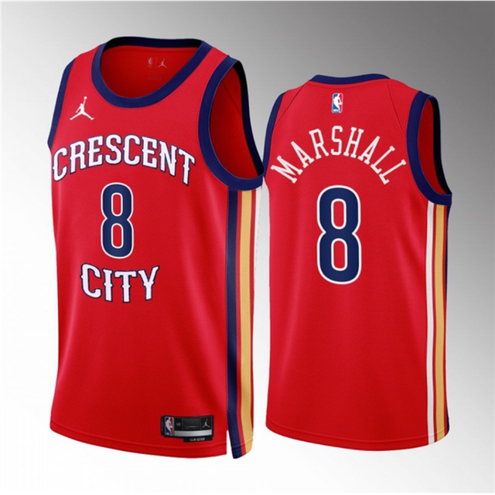 Men's New Orleans Pelicans #8 Naji Marshall Red 2022/23 Statement Edition Stitched Basketball Jersey 1