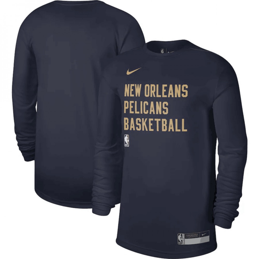 Men's New Orleans Pelicans Navy 2023/24 Legend On-Court Practice Long Sleeve T-Shirt 1
