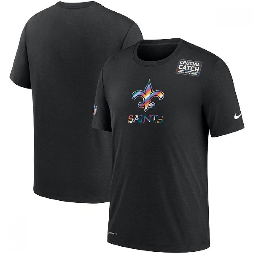 Men's New Orleans Saints 2020 Black Sideline Crucial Catch Performance T-Shirt 1
