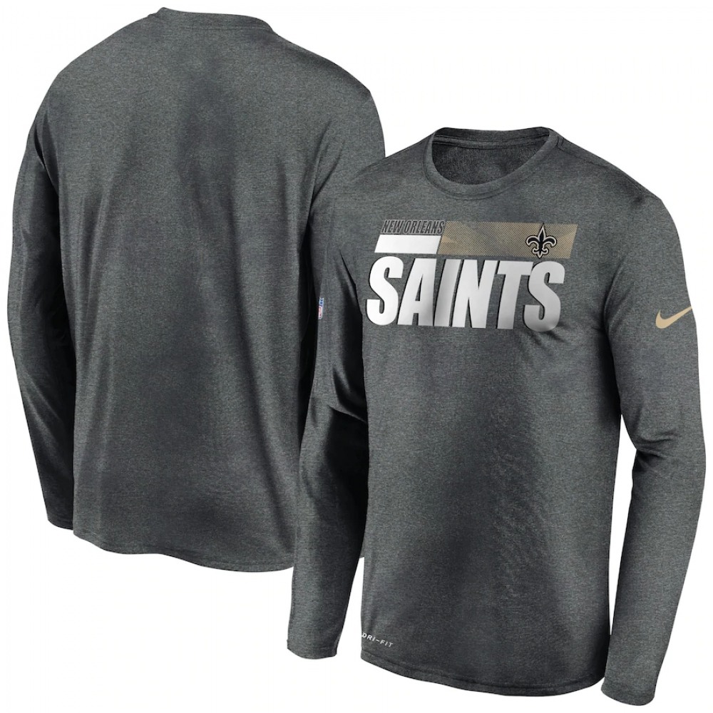 Men's New Orleans Saints 2020 Grey Sideline Impact Legend Performance Long Sleeve T-Shirt 1