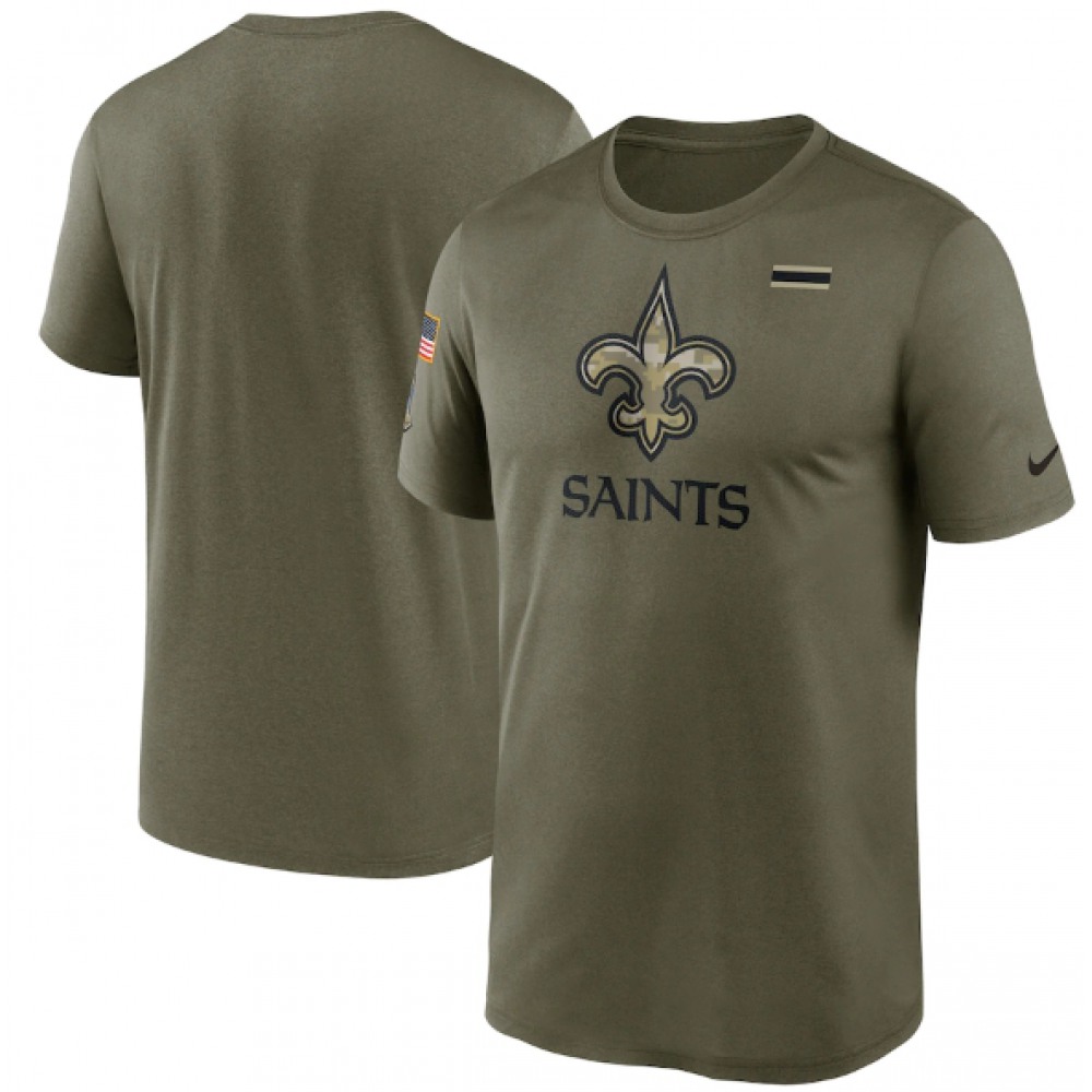 Men's New Orleans Saints 2021 Olive Salute To Service Legend Performance T-Shirt 1