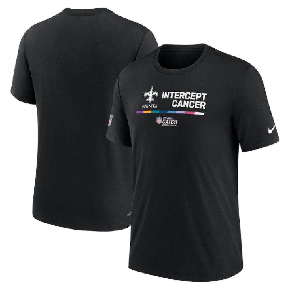 Men's New Orleans Saints 2022 Black Crucial Catch Performance T-Shirt 1