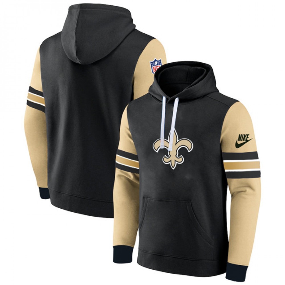 Men's New Orleans Saints Black/Gold Pullover Hoodie 1